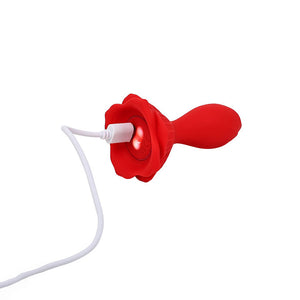 Adam & Eve The Rosebud - Vibrating Butt Plug with Remote - Red