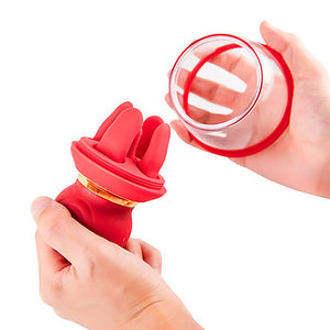 Adam & Eve Squeeze-N-Tease - Vagina Pump with Massaging Tongue and Fingers - Red