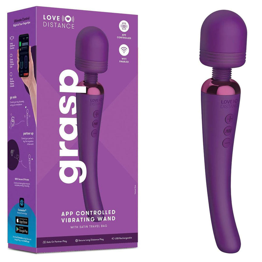 Love Distance Grasp  Massager Wand With App Control - Purple