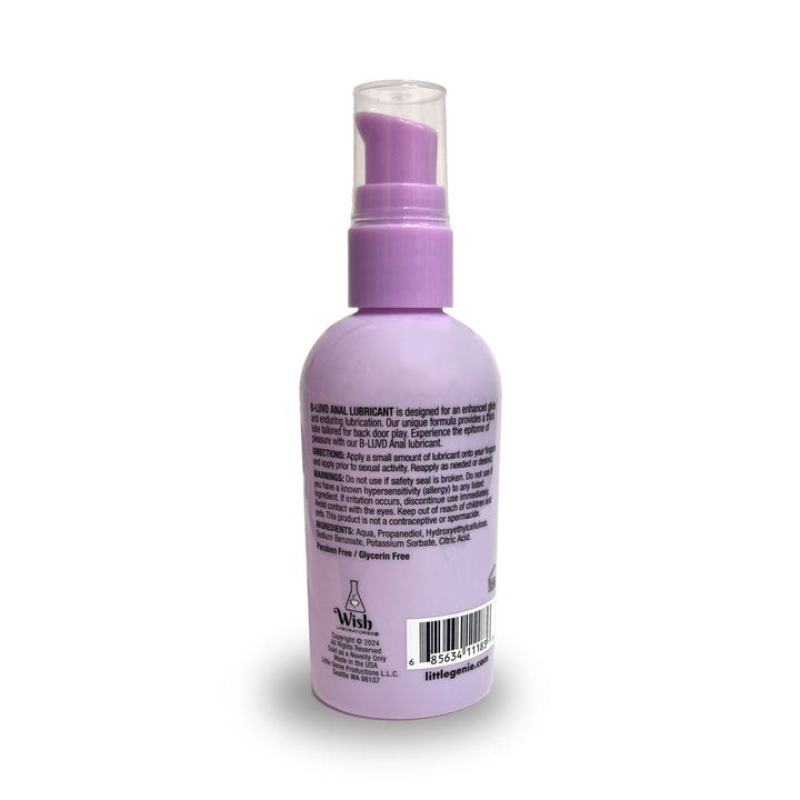 B-LUVD Anal Water Based Gel Lubricant - 118ml