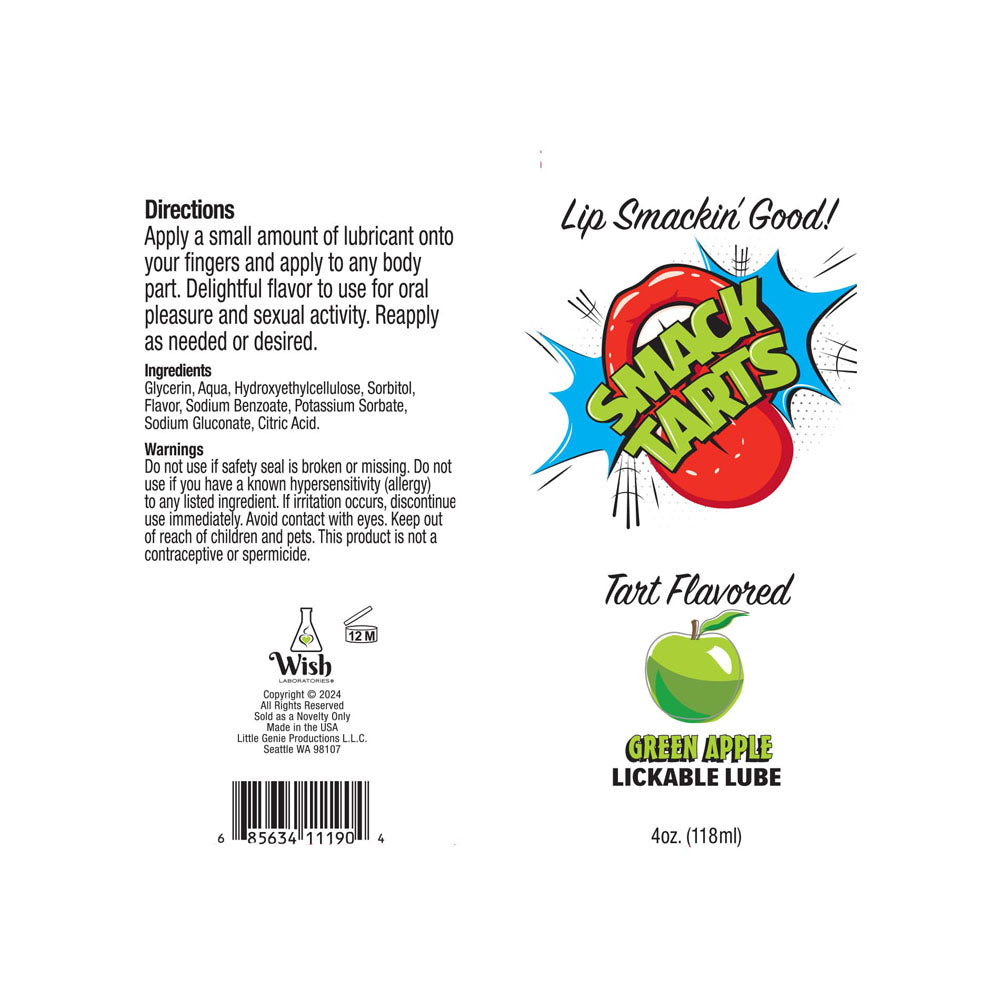 Smack Tarts - Sour Green Apple Flavoured Lubricant - 120ml