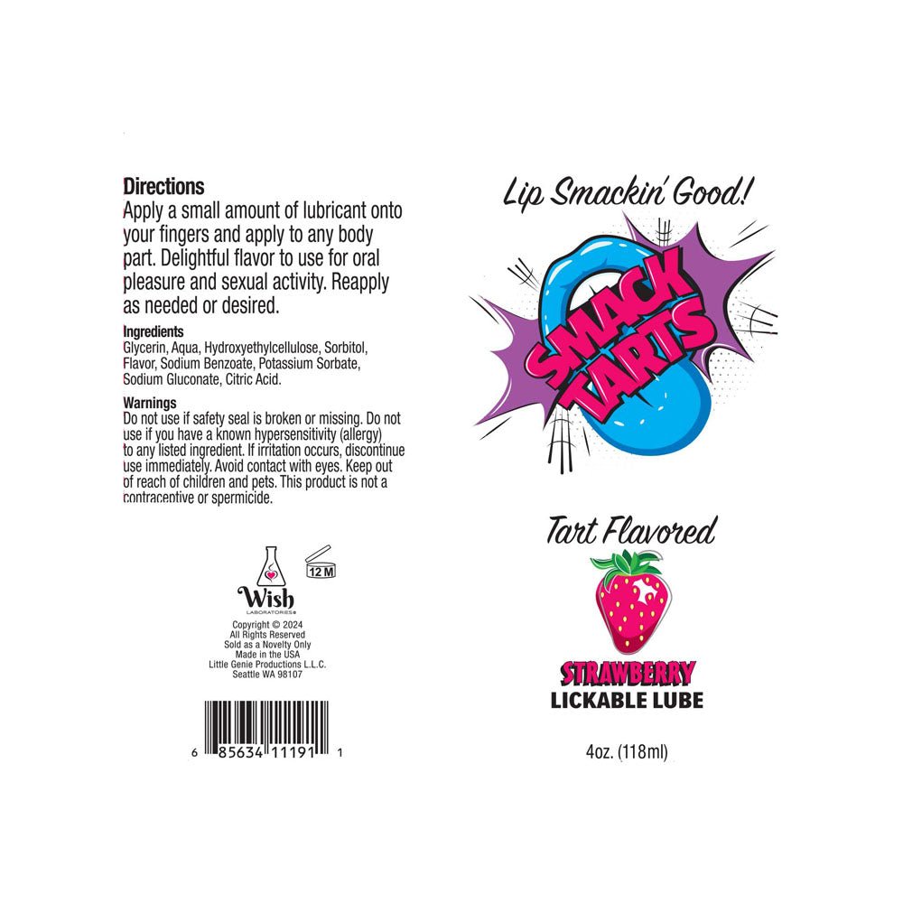 Smack Tarts - Sour Strawberry Flavoured Lubricant - 120ml