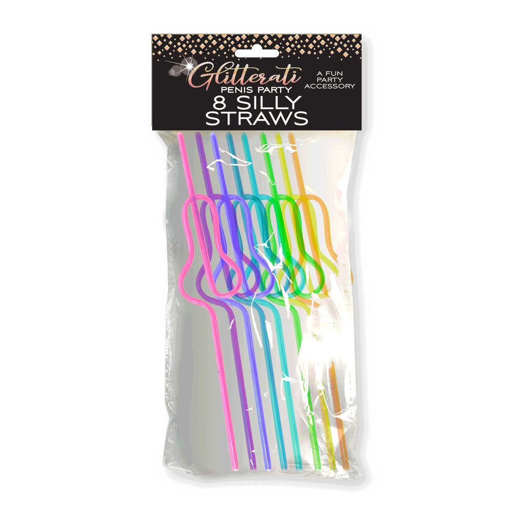 Glitterati Penis Silly Straws - 8 Pack