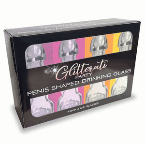 Glitterati Penis 6oz Drinking Glass - 4 Pack