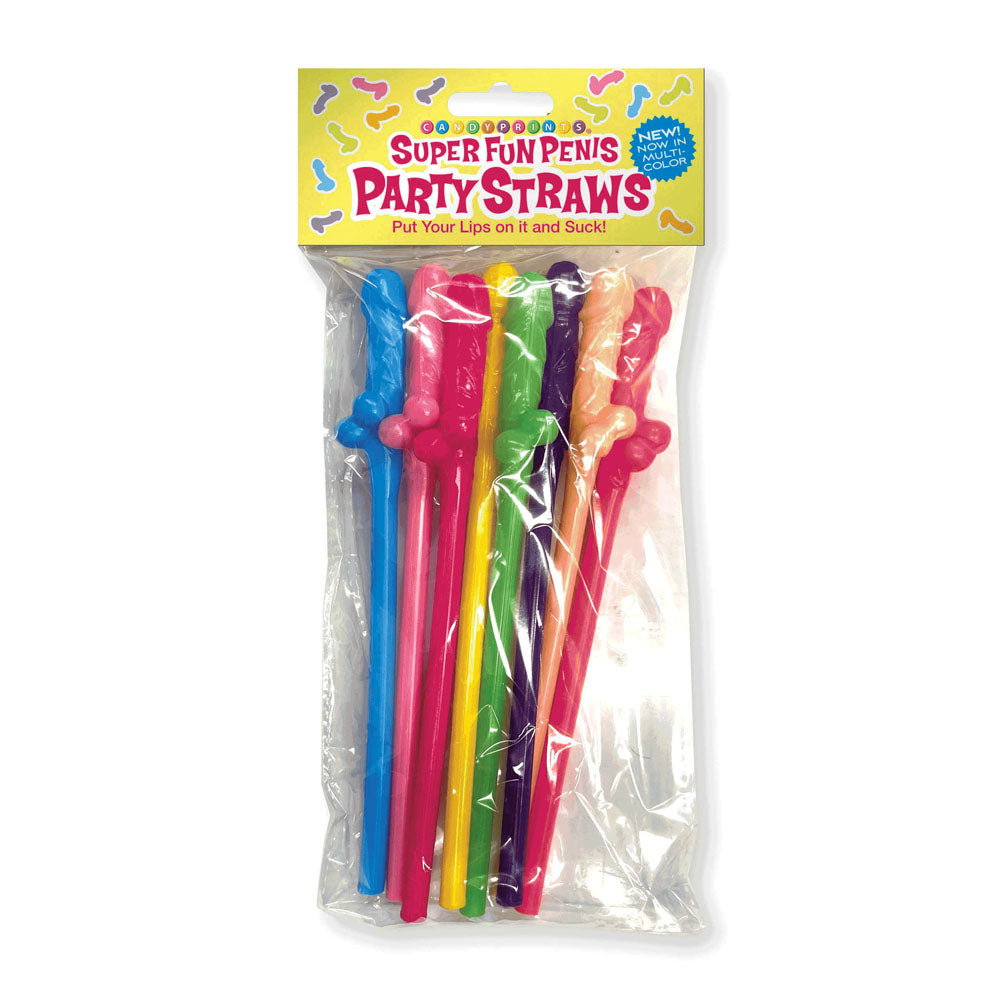 Super Fun Penis Party Straws - Coloured - 8 Pack