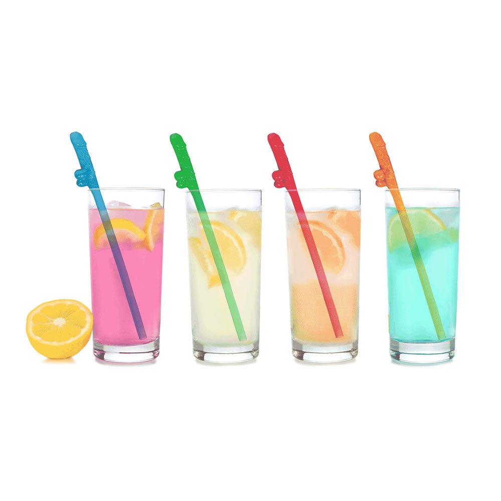 Super Fun Penis Party Straws - Coloured - 8 Pack