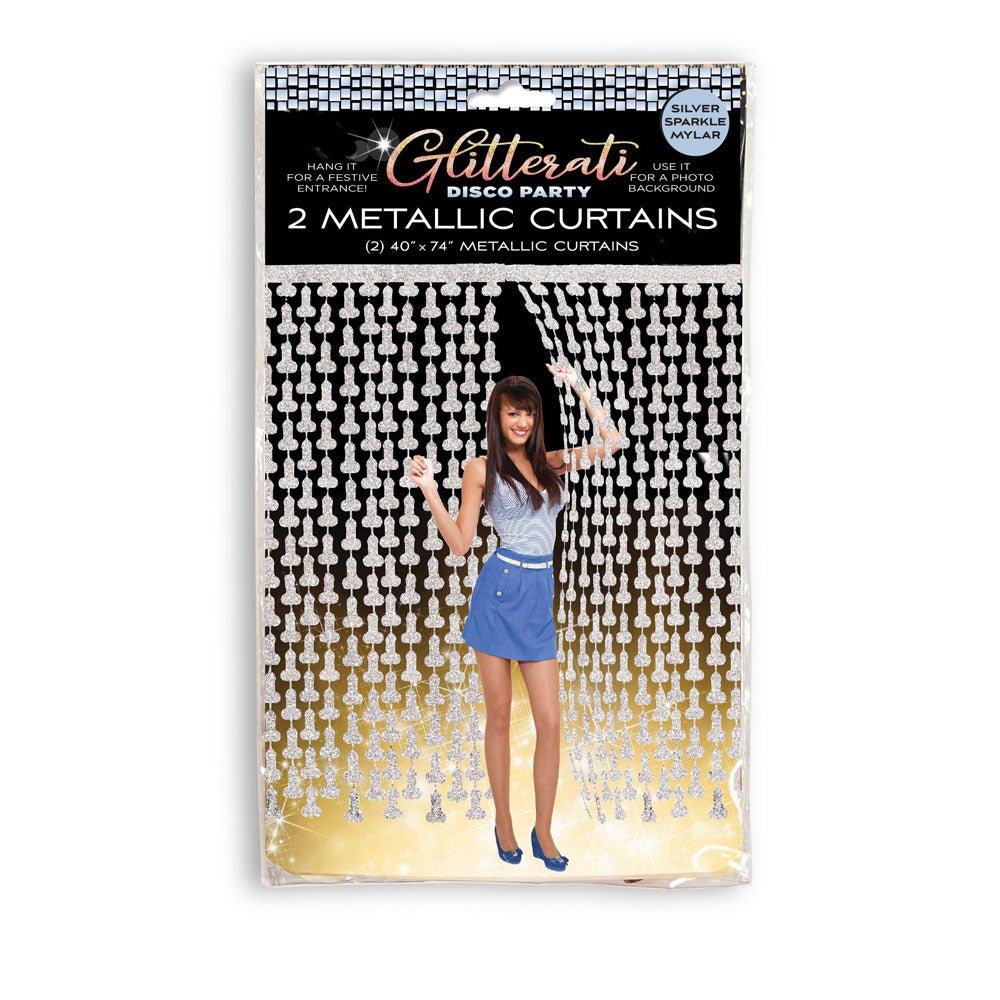 Glitterati - Penis Party Disco Metallic Curtains - Set of 2