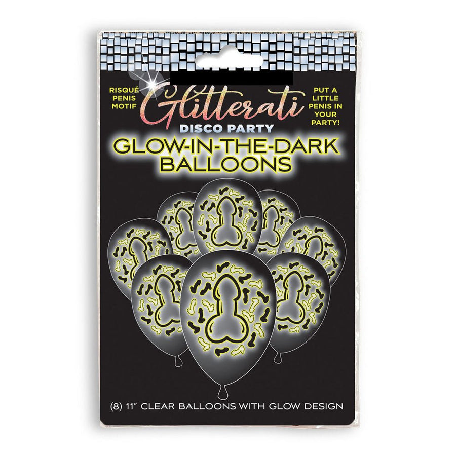 Glitterati Disco Party Glow In The Dark Balloons - 8 Pack