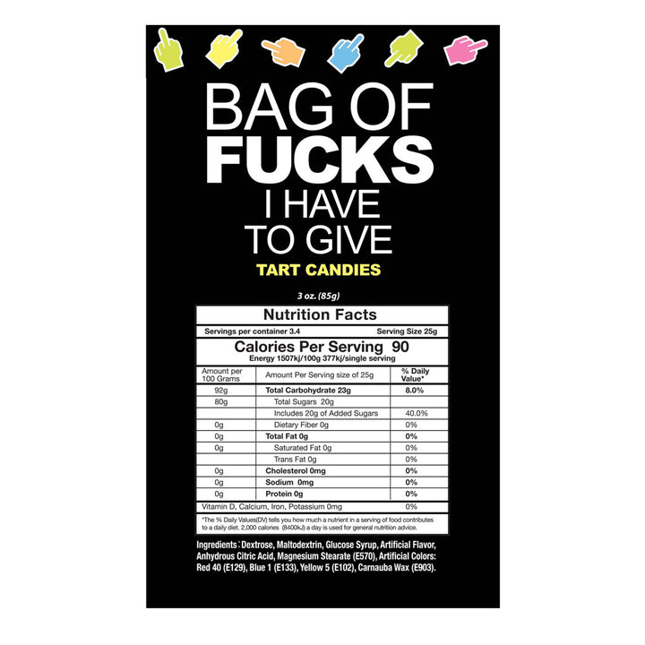 Bag Of Fucks I Have To Give - Fruit Flavoured Lollies 85gr