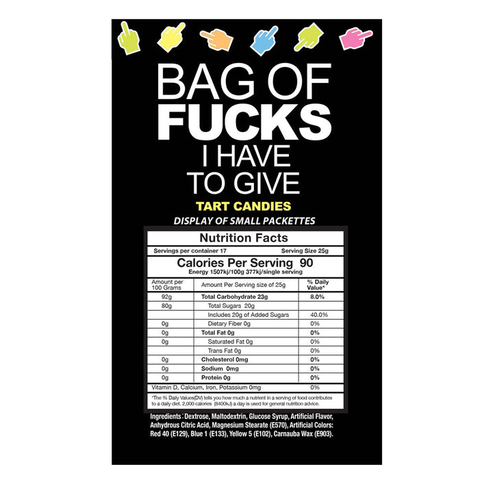 Bag Of Fucks I Have To Give - Fruit Flavoured Lollies - Display of 100