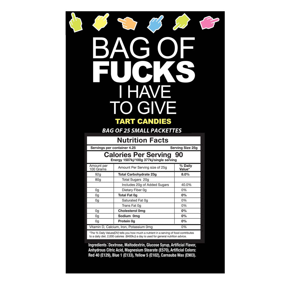 Bag Of Fucks I Have To Give - Fruit Flavoured Lollies - Bag of 25
