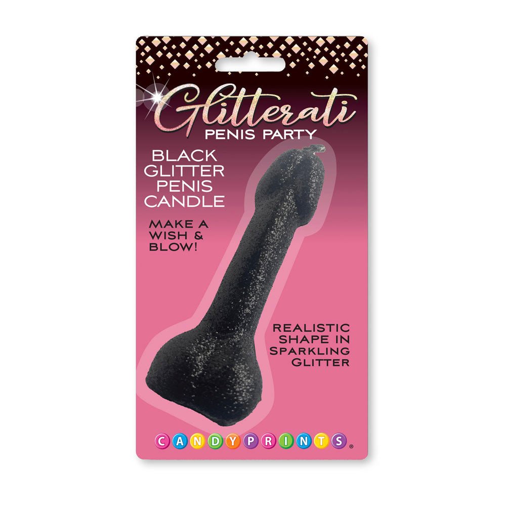 Glitterati Black Glitter Party Penis Candle
