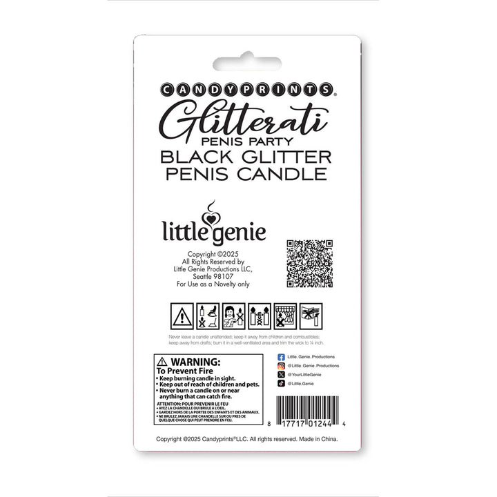 Glitterati Black Glitter Party Penis Candle
