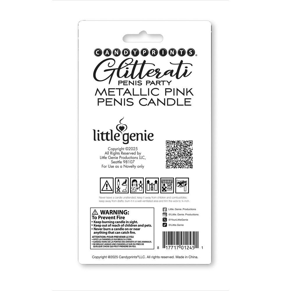 Glitterati Metallic Rose Gold Penis Candle