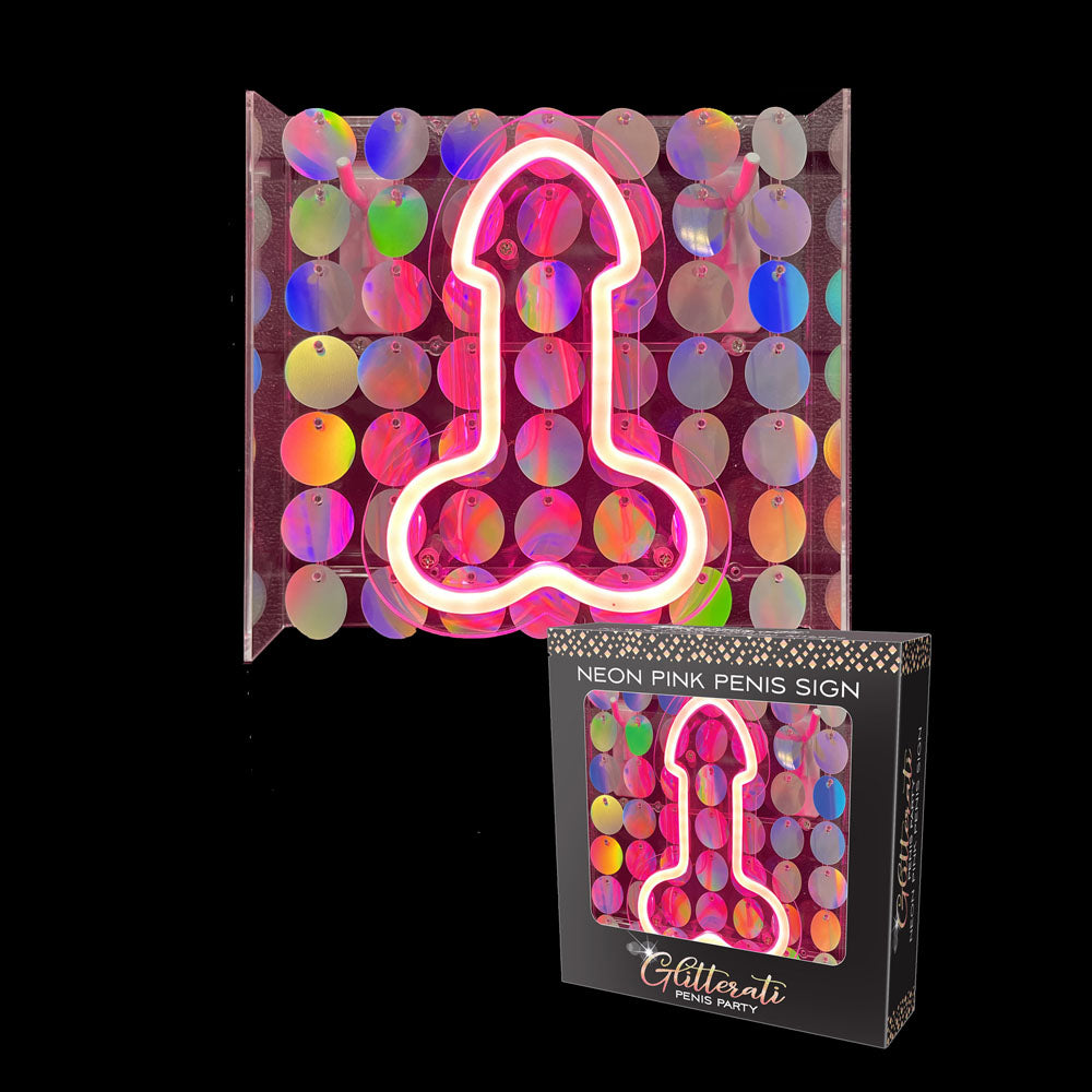 Glitterati Neon Pink Penis Novelty Sign