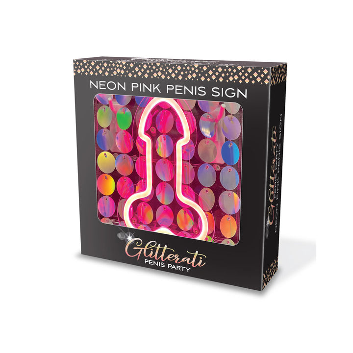 Glitterati Neon Pink Penis Novelty Sign