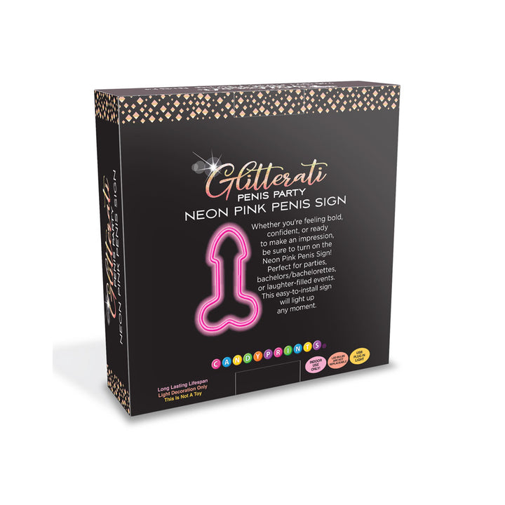 Glitterati Neon Pink Penis Novelty Sign