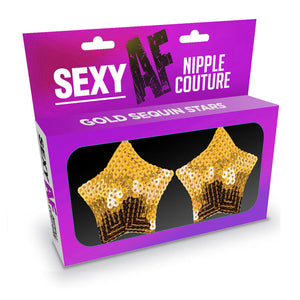 Sexy AF - Nipple Couture Gold Stars - Sequin Reusable Nipple Pasties