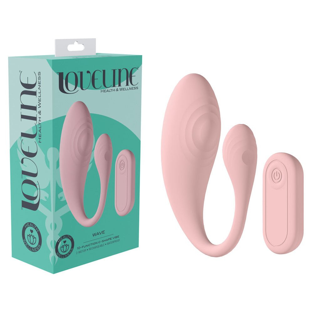 Loveline Wave C-Shaped Vibrator with Remote - Pink