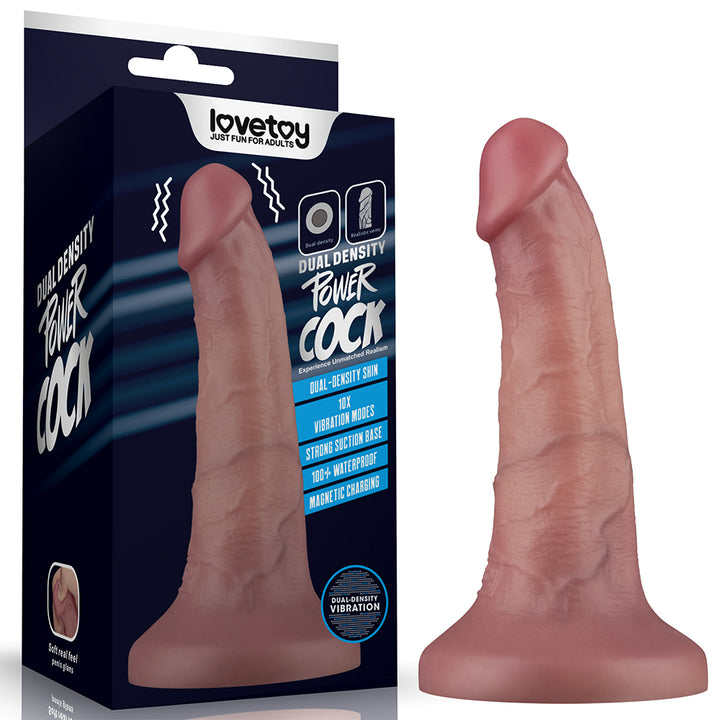 Lovetoy Dual Density Power Cock - 6 Inch Vibrating Dong - Flesh