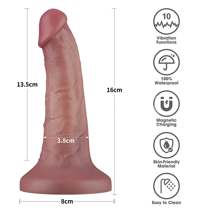 Lovetoy Dual Density Power Cock - 6 Inch Vibrating Dong - Flesh