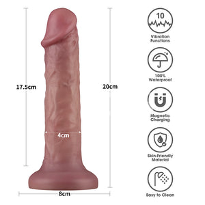 Dual Density Power Cock - 8 Inch Flesh Vibrating Dong