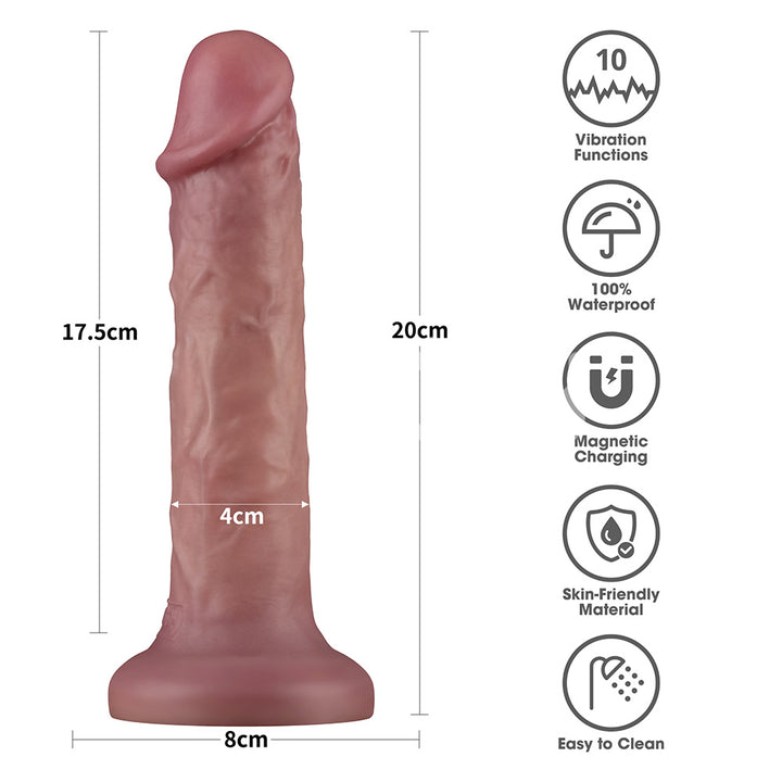 Dual Density Power Cock - 8 Inch Flesh Vibrating Dong