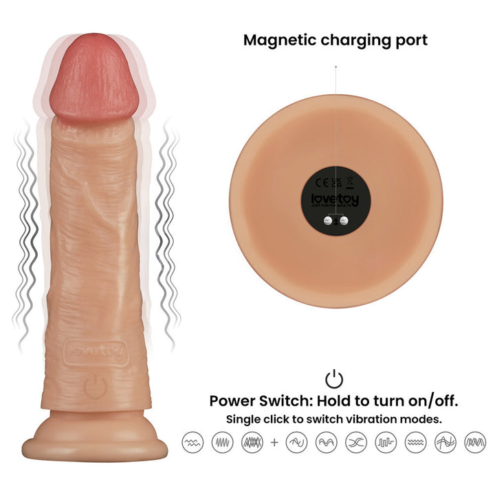 Lovetoy 7 Inch Power Basics Vibrating Dong - Flesh