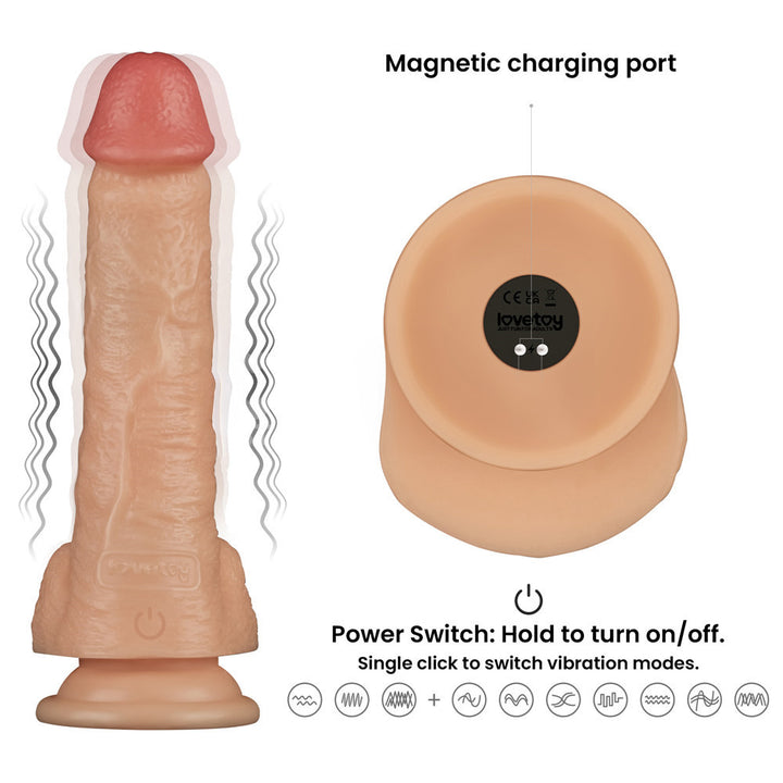 Lovetoy 8 Inch Power Basics Vibrating Dong - Flesh