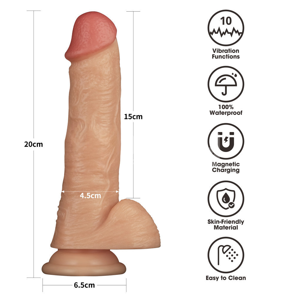 Lovetoy 8 Inch Power Basics Vibrating Dong - Flesh