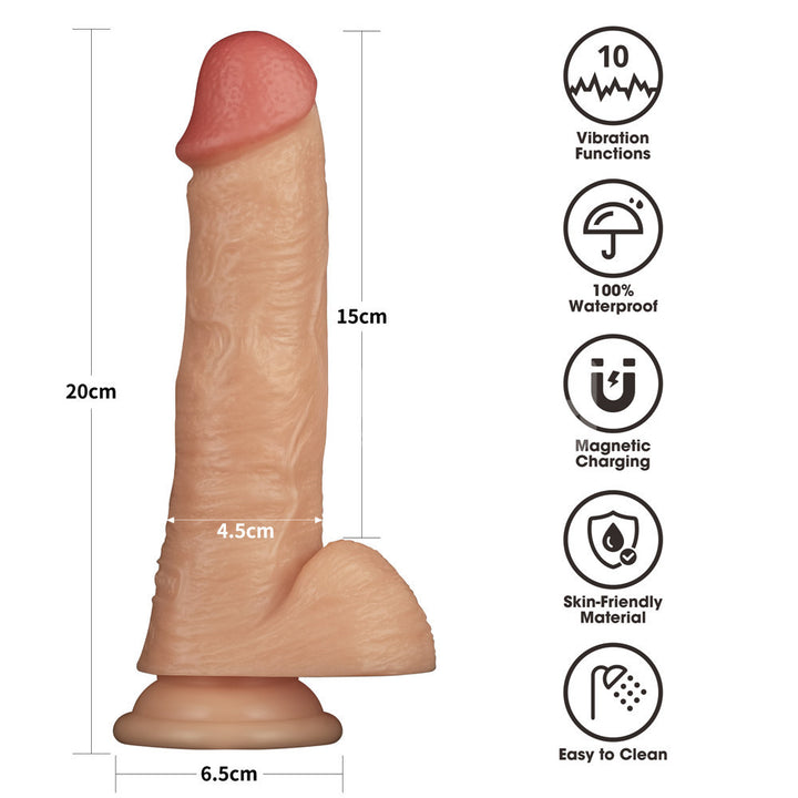 Lovetoy 8 Inch Power Basics Vibrating Dong - Flesh