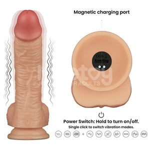 8.5 Inch Power Basics - Flesh Rechargeable Vibrating Dong