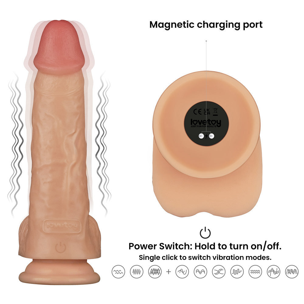 Lovetoy 9 Inch Power Basics Vibrating Dong - Flesh