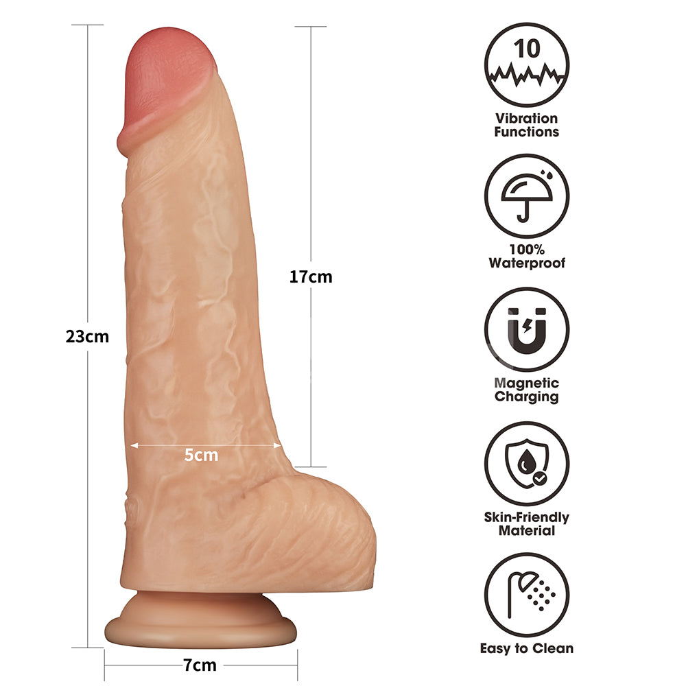 Lovetoy 9 Inch Power Basics Vibrating Dong - Flesh