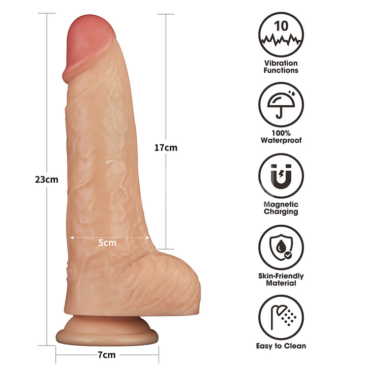 Lovetoy 9 Inch Power Basics Vibrating Dong - Flesh