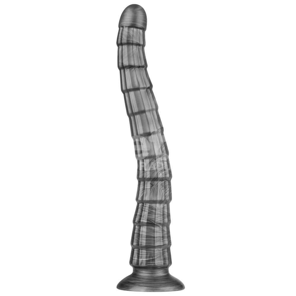 King Sized 14.5 Inch Vibrating Vibrax Slider Dildo - Grey