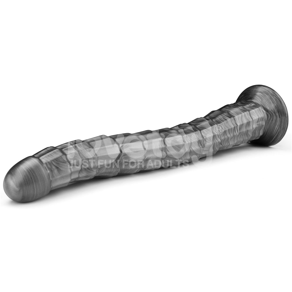 King Sized 14.5 Inch Vibrating Vibrax Slider Dildo - Grey