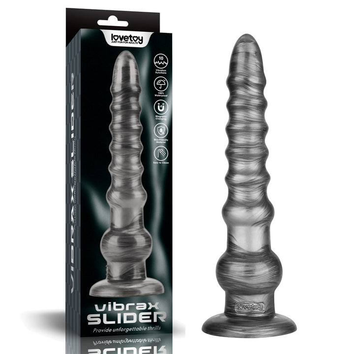 King Sized Vibrating Vibrax Slider 12.5 Inch Grey Dildo