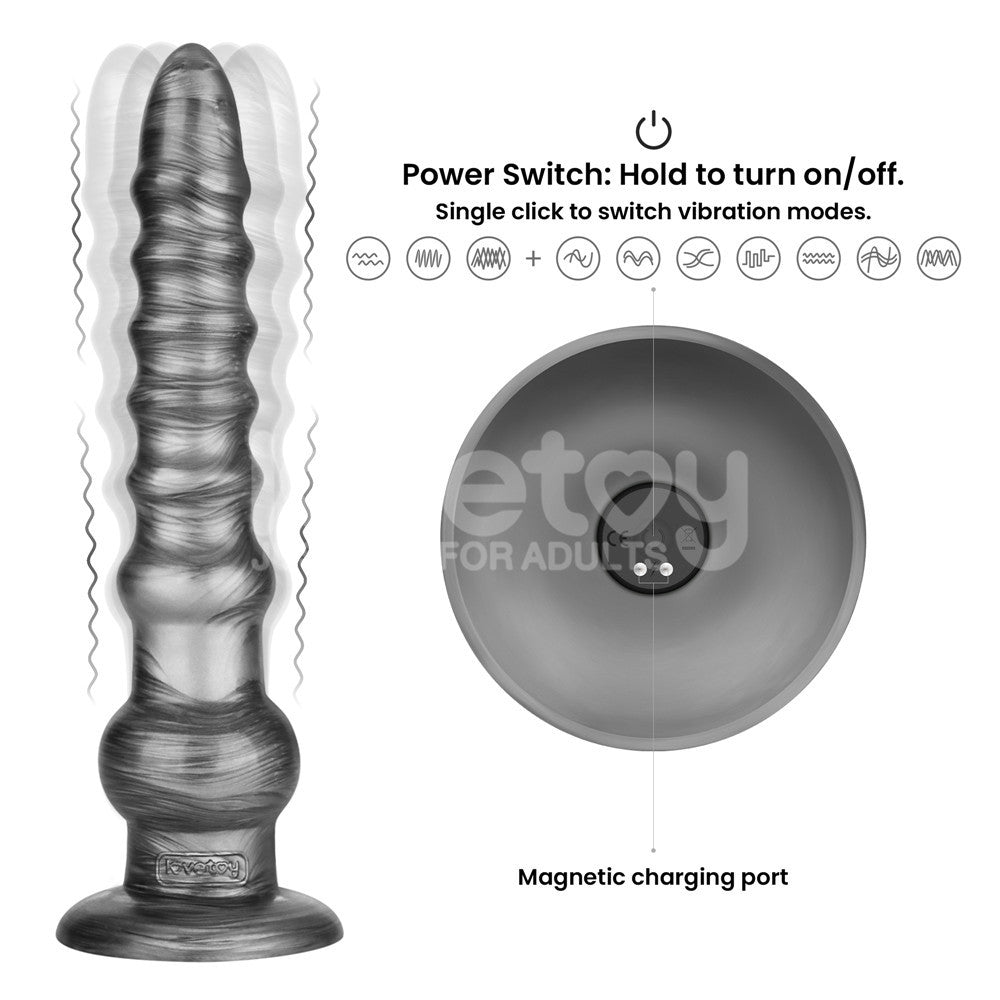 King Sized Vibrating Vibrax Slider 12.5 Inch Grey Dildo