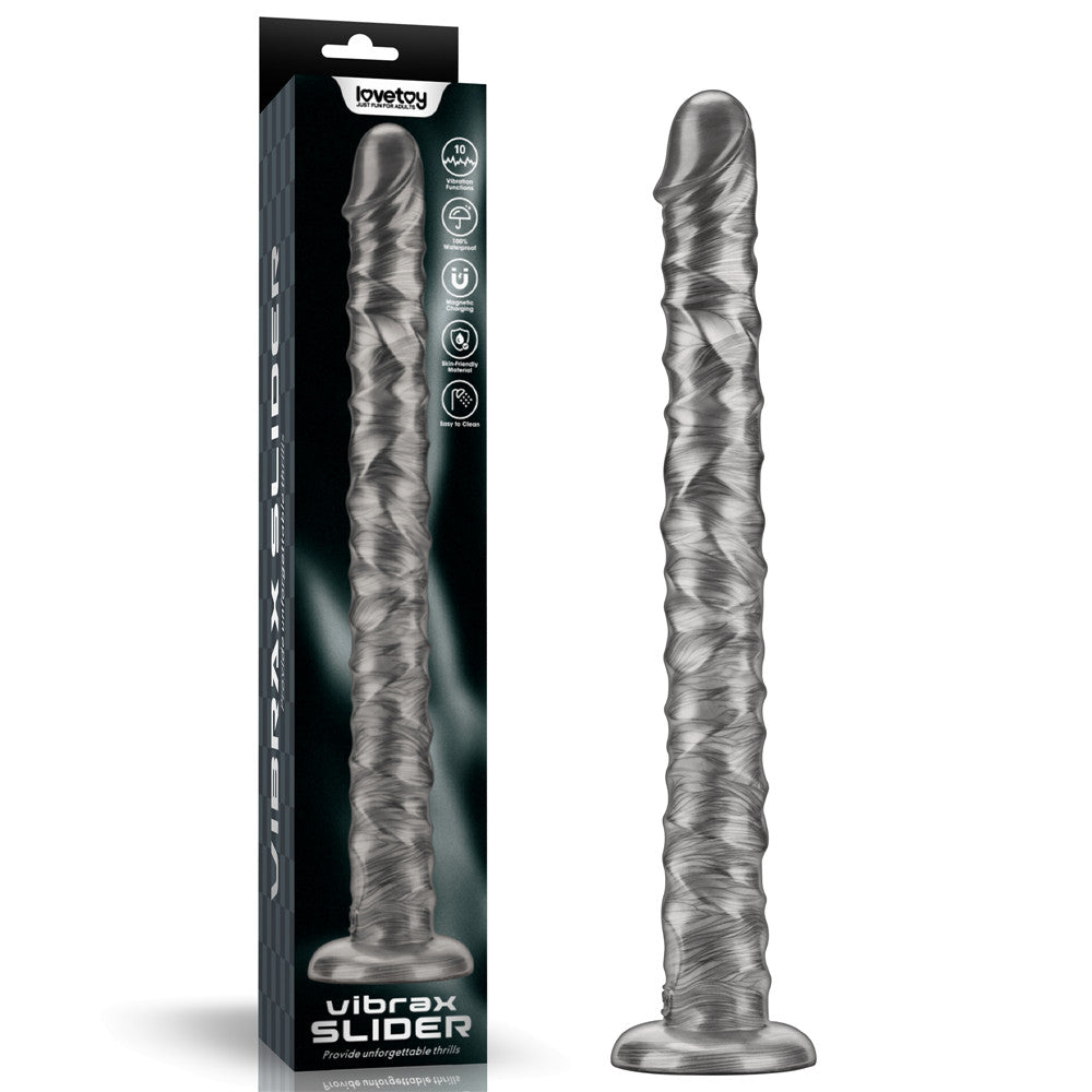 King Sized Vibrating Vibrax Slider 16 Inch Dildo - Grey