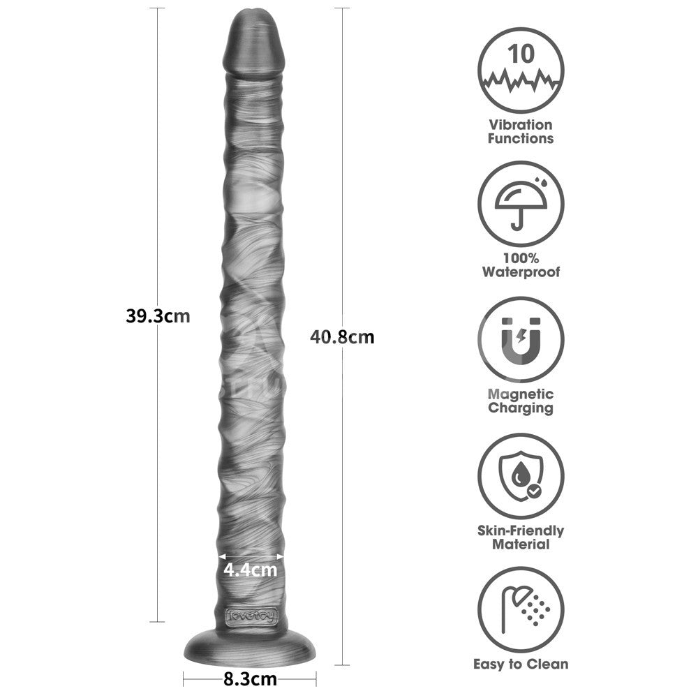 King Sized Vibrating Vibrax Slider 16 Inch Dildo - Grey