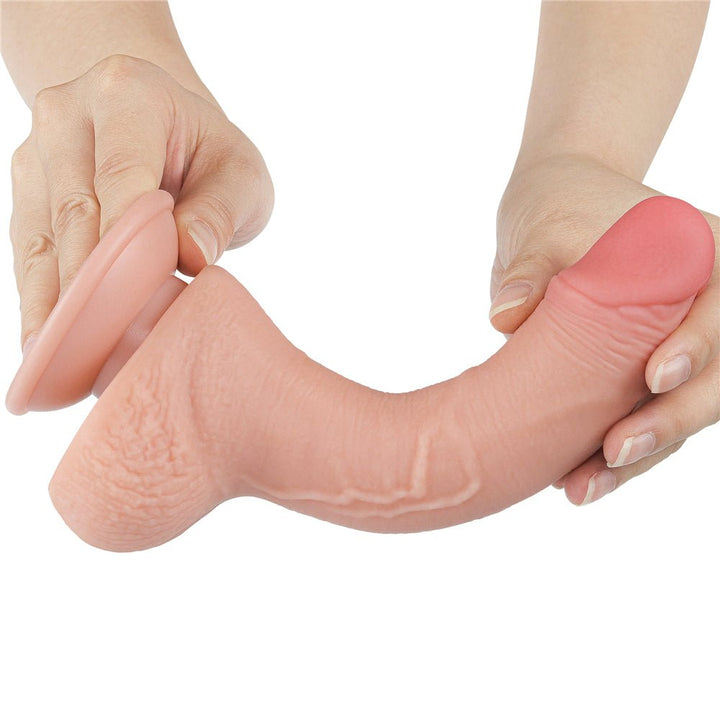 Sliding Skin Dual Layer 7.5 Inch - Flexible Skin Dong - Flesh