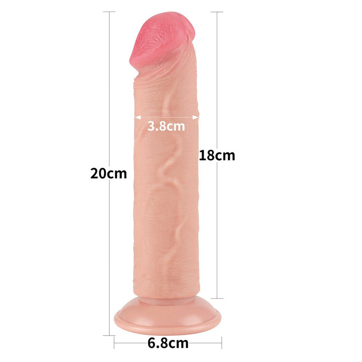 Sliding Skin Dual Layer 8 Inch - Flexible Skin Dong - Flesh