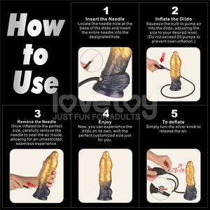 Aerosx 10 Inch Dual Density Inflatable Fantasy Dildo - Gold/Blue