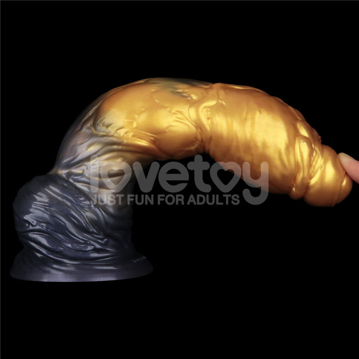 Aerosx 10 Inch Dual Density Inflatable Fantasy Dildo - Gold/Blue