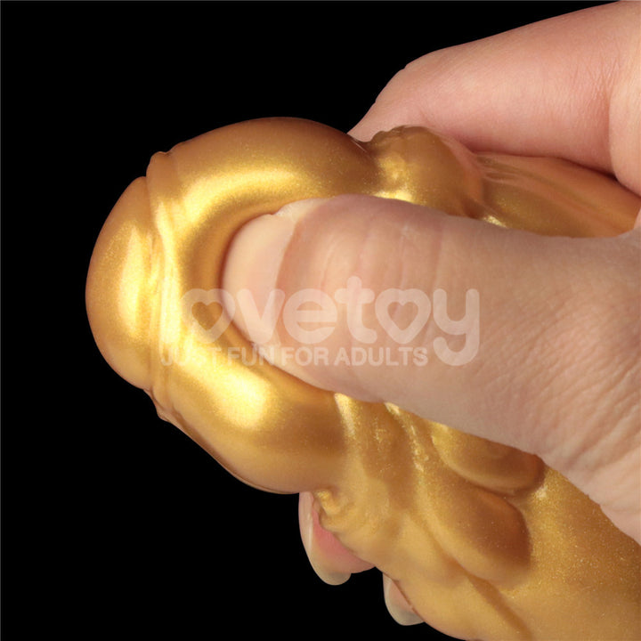 Aerosx 10 Inch Dual Density Inflatable Fantasy Dildo - Gold/Blue