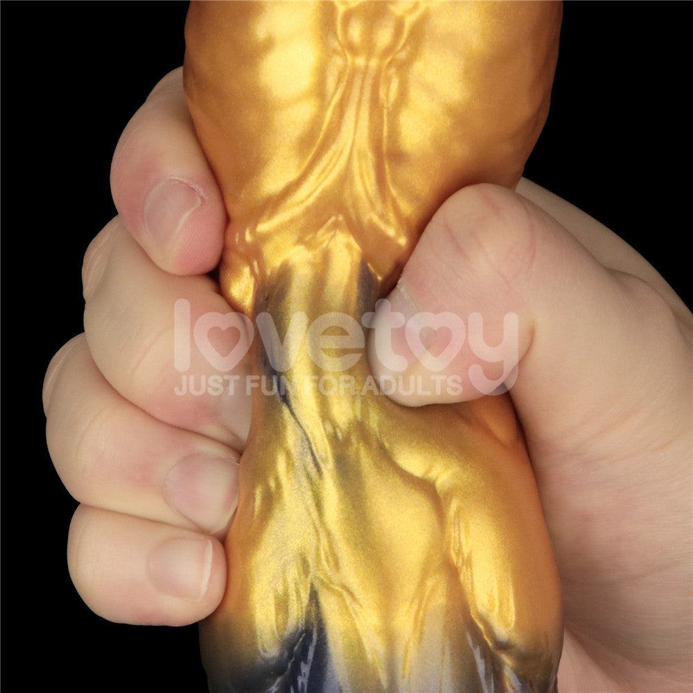 Aerosx 10 Inch Dual Density Inflatable Fantasy Dildo - Gold/Blue