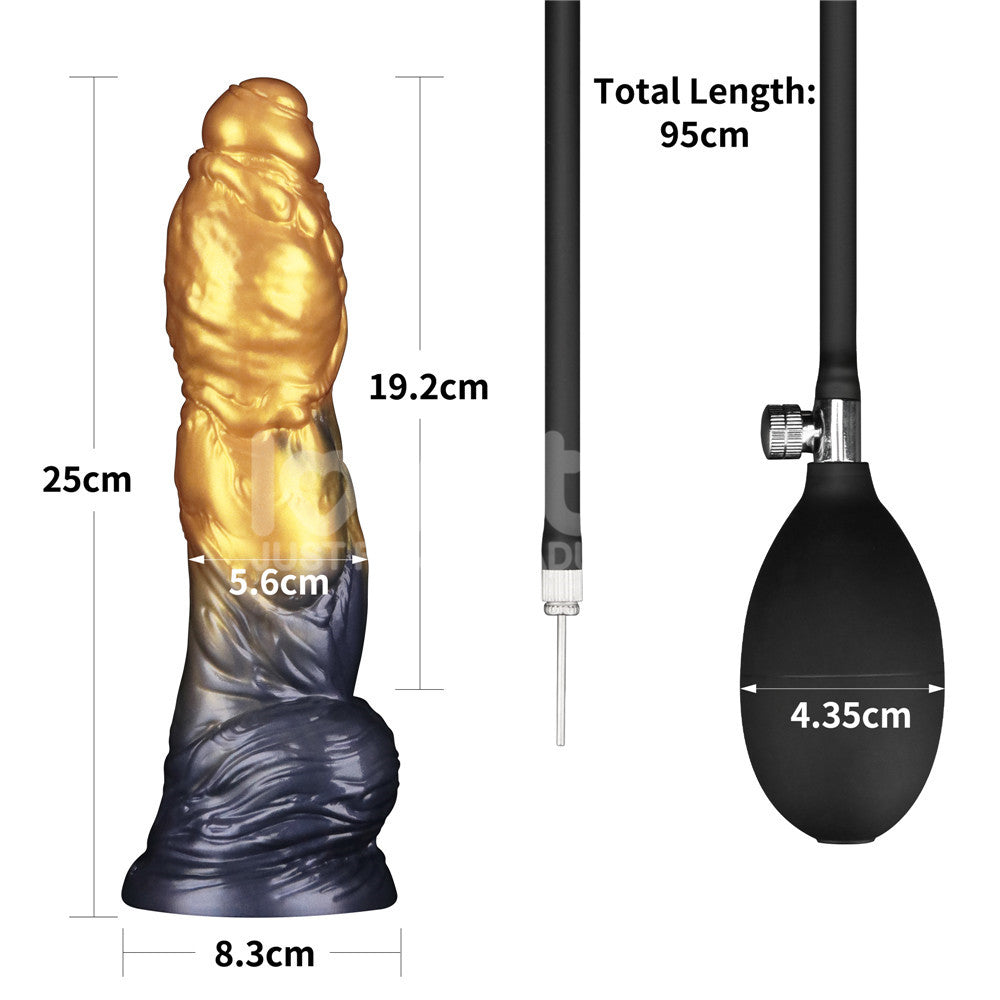 Aerosx 10 Inch Dual Density Inflatable Fantasy Dildo - Gold/Blue
