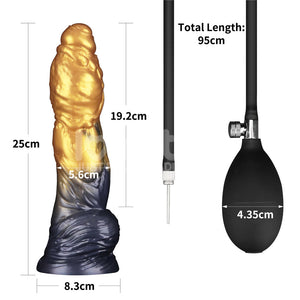 Aerosx 10 Inch Dual Density Inflatable Fantasy Dildo - Gold/Blue