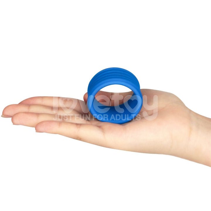 Pinnacle Pro Deep Rib Grip Cock Ring - Blue